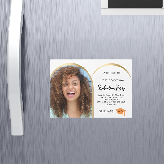 Abschluss aus weißem Foto Magneteinladung