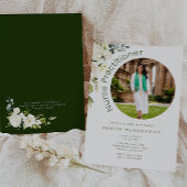 Abschluss aus weißem und grünem Foto Einladung