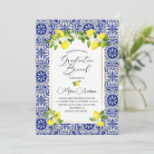 Abschluss aus Zitronenmosaik und Blaumosaik Einladung (Stehend Vorderseite)