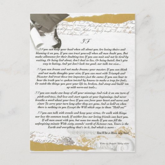 Abschluss Baccalaureate IF von Rudyard Kipling Postkarte (Vorderseite)