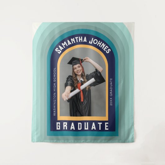 Abschluss-Backdrops für Retro-Regenbogenbogen-Foto Wandteppich (Vorderseite)