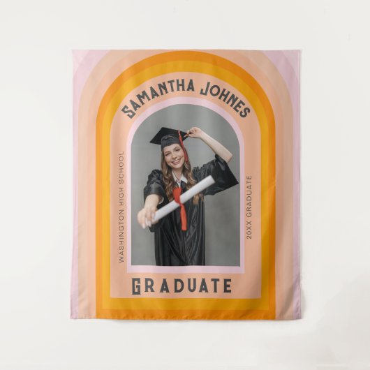 Abschluss-Backdrops für Retro-Regenbogenbogen-Foto Wandteppich (Vorderseite)