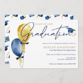 Abschluss Balloons caps Einladung (Vorne/Hinten)