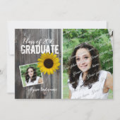 Abschluss Barnwood und Sonnenblumen Einladung (Vorderseite)