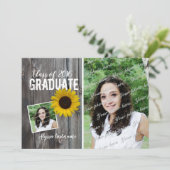 Abschluss Barnwood und Sonnenblumen Einladung (Stehend Vorderseite)