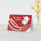 Abschluss Baseball Bat und Hut auf Red Karte (Gelbe Blume)