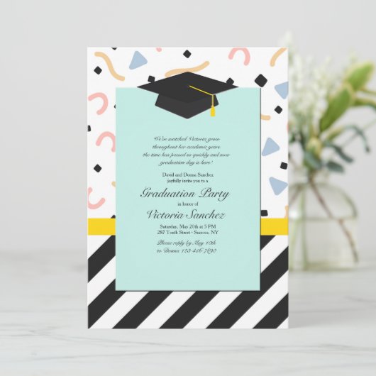 Abschluss Bash Einladung (Stehend Vorderseite)