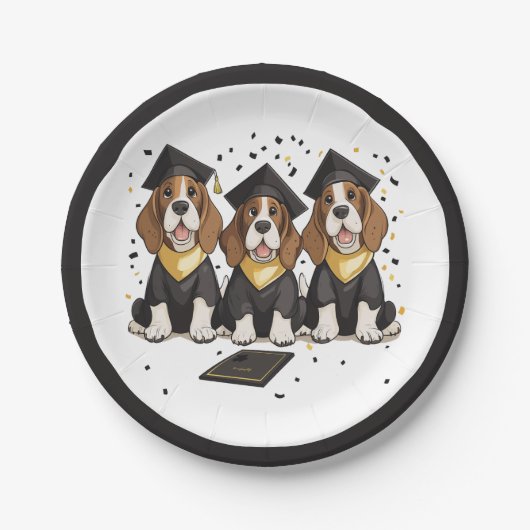Abschluss Basset Hound Hunde Pappteller (Vorderseite)