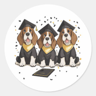 Abschluss Basset Hound Hunde Runder Aufkleber