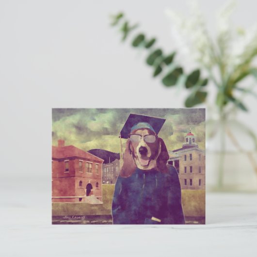 Abschluss-Basset-Postkarte Ankündigungspostkarte (Stehend Vorderseite)