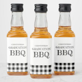 Abschluss-BBQ Gingham Alkoholflaschenetikett