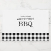 Abschluss-BBQ Gingham Alkoholflaschenetikett (Einzelnes Label)