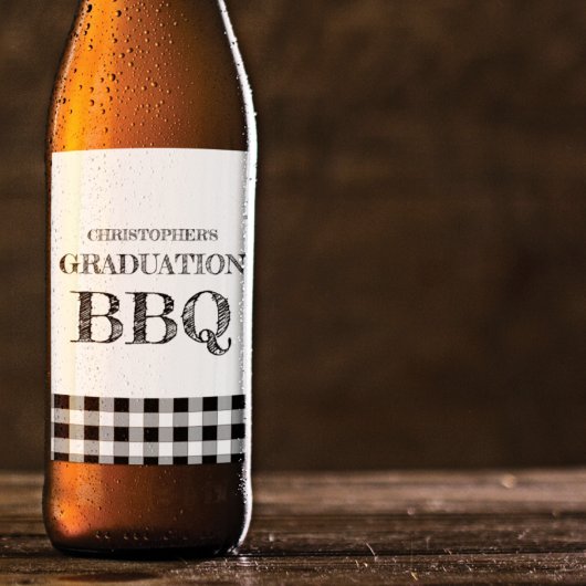 Abschluss-BBQ Gingham Bierflaschenetikett