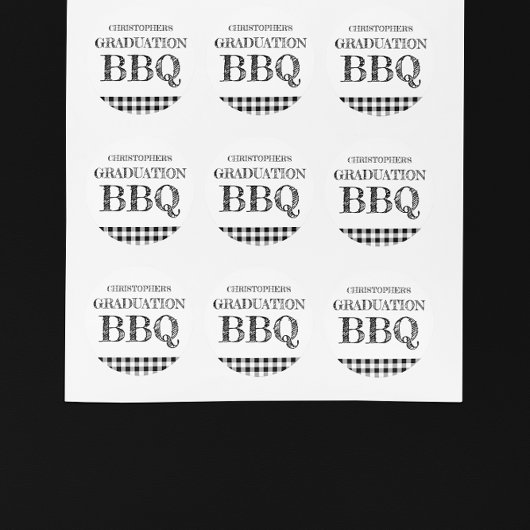 Abschluss-BBQ Gingham Runder Aufkleber