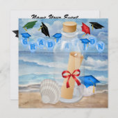 Abschluss - "Beach Invasion in a Bottle" - SRF Einladung (Vorne/Hinten)