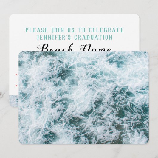 Abschluss Beach Party Einladung (Vorne/Hinten)