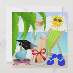 Abschluss Beach Party - Einladung in eine Flasche