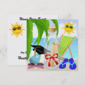 Abschluss Beach Party - Einladung in eine Flasche  (Vorne/Hinten)