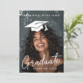 Abschluss bearbeitbare hat Foto-Abschluss Ankündigung (Stehend Vorderseite)