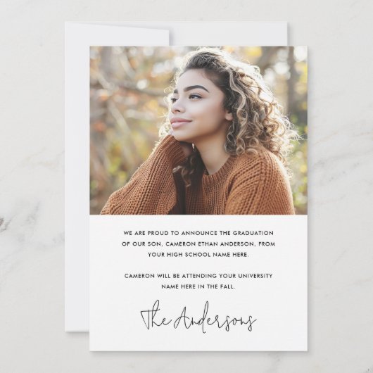 Abschluss bearbeitbare hat Foto-Abschluss Ankündigung (Rückseite)