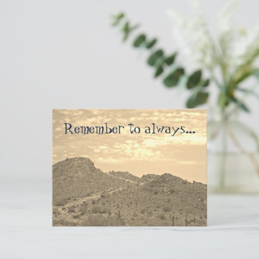 Abschluss befolgen Sie Ihre eigene Trasse Wüste Wa Postkarte (Stehend Vorderseite)