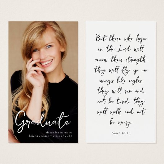 Abschluss Befürworterin Beilage Foto-Gebetskarte (Vorne & Hinten)