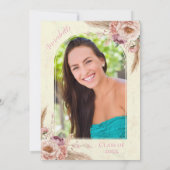 Abschluss "Beige und rosa Boho" Einladung (Rückseite)