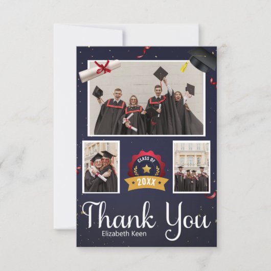 Abschluss-benutzerdefiniertes Foto Dankeskarte (Vorderseite)