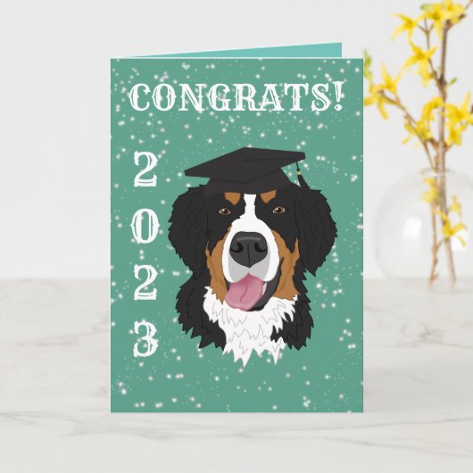 Abschluss Bernese Mountain Dog Karte (Gelbe Blume)