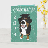 Abschluss Bernese Mountain Hund Card Karte (Gelbe Blume)