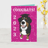 Abschluss Bernese Mountain Hund Card Karte (Gelbe Blume)