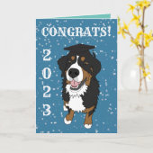 Abschluss Bernese Mountain Hund Card Karte (Gelbe Blume)