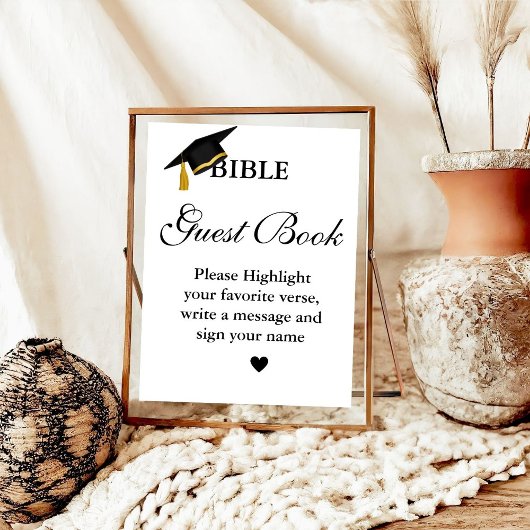 Abschluss Bible Guest Book Sign, Graduation Party Poster
