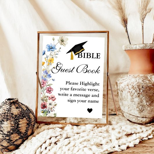 Abschluss Bible Guest Book Sign, Graduation Party Poster