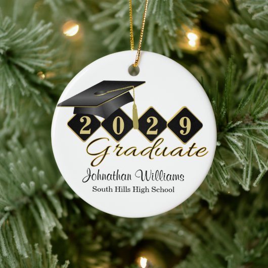 Abschluss Black and Gold Classic Keramik Ornament (Baum)