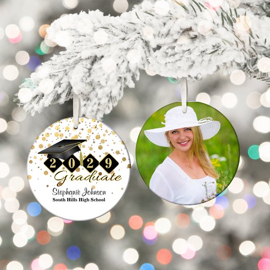 Abschluss Black and Gold Foto Keramik Ornament