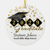 Abschluss Black and Gold Foto Keramik Ornament (Vorne)