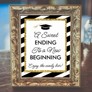 Abschluss Black and Gold Glitzer Candy Bar Sign Poster