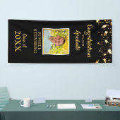 Abschluss Black and Gold Stars Foto Door Banner (Messe)