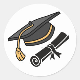 Abschluss Black Cap and Diploma Runder Aufkleber