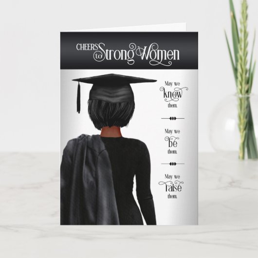 Abschluss Black Cap and Gown Dark Hair Karte (Vorderseite)