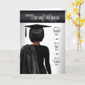 Abschluss Black Cap and Gown Dark Hair Karte (Gelbe Blume)
