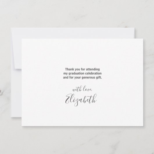 Abschluss Black Cap Liebe & Dank modernem Script Dankeskarte (Rückseite)