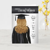 Abschluss Black Cap und Gown Long Blonde Hair Karte (Gelbe Blume)