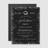 Abschluss Black Glitzer Luxus Magneteinladung (Vorne/Hinten)