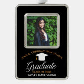 Abschluss Black Gold Chic Custom Graduate Foto Rahmen-Ornament Silber (Vorderseite)