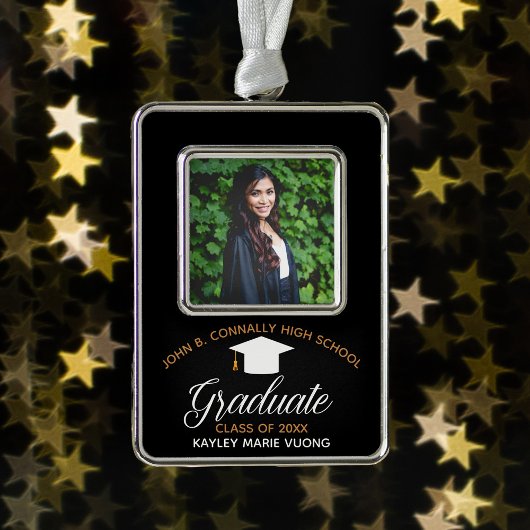 Abschluss Black Gold Chic Custom Graduate Foto Rahmen-Ornament Silber