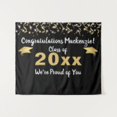 Abschluss Black Gold Confetti Class Year Backgroun Wandteppich (Vorderseite (Horizontal))