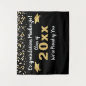 Abschluss Black Gold Confetti Class Year Backgroun Wandteppich (Vorderseite)