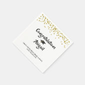 Abschluss Black Gold Confetti Pinselschrift Serviette (Ecke)